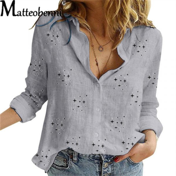 Blouse Autumn Leisure Star Print Shirt - Image 2