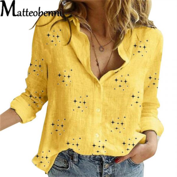 Blouse Autumn Leisure Star Print Shirt - Image 3