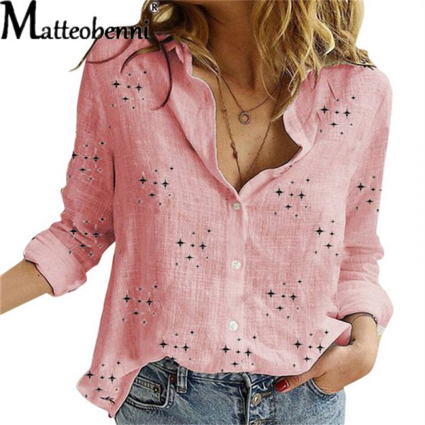 Blouse Autumn Leisure Star Print Shirt - Image 4