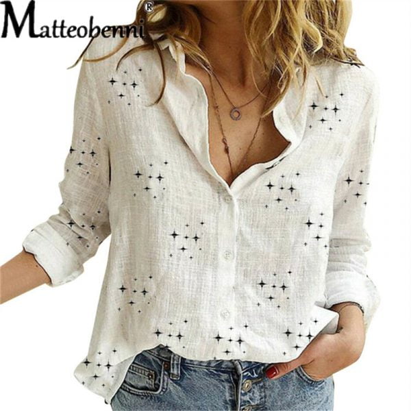 Blouse Autumn Leisure Star Print Shirt - Image 5