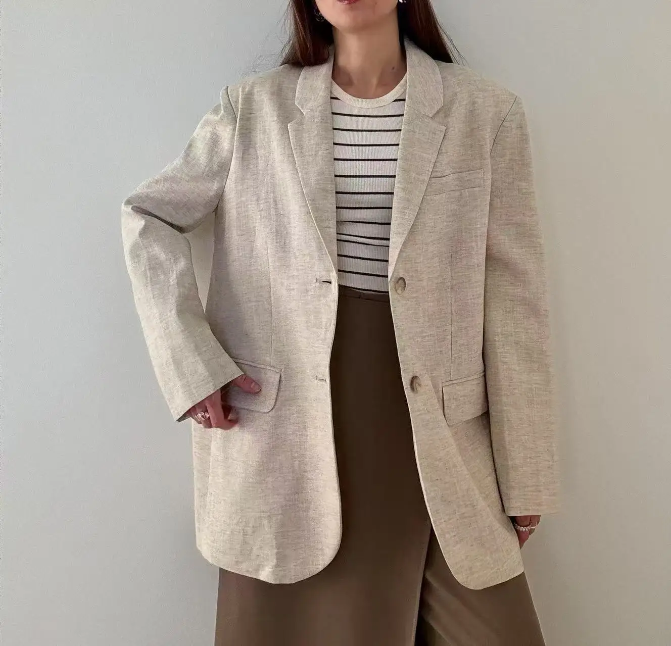 25AW New Women Fashion Linen Basic Jacket