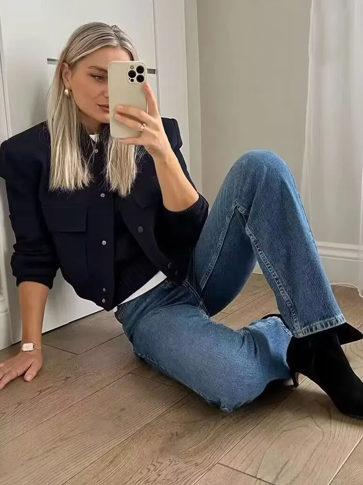 Fashion With Pockets Bomber Jacket - Image 4