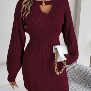 25 Autumn Winter Solid Color Woolen Dress