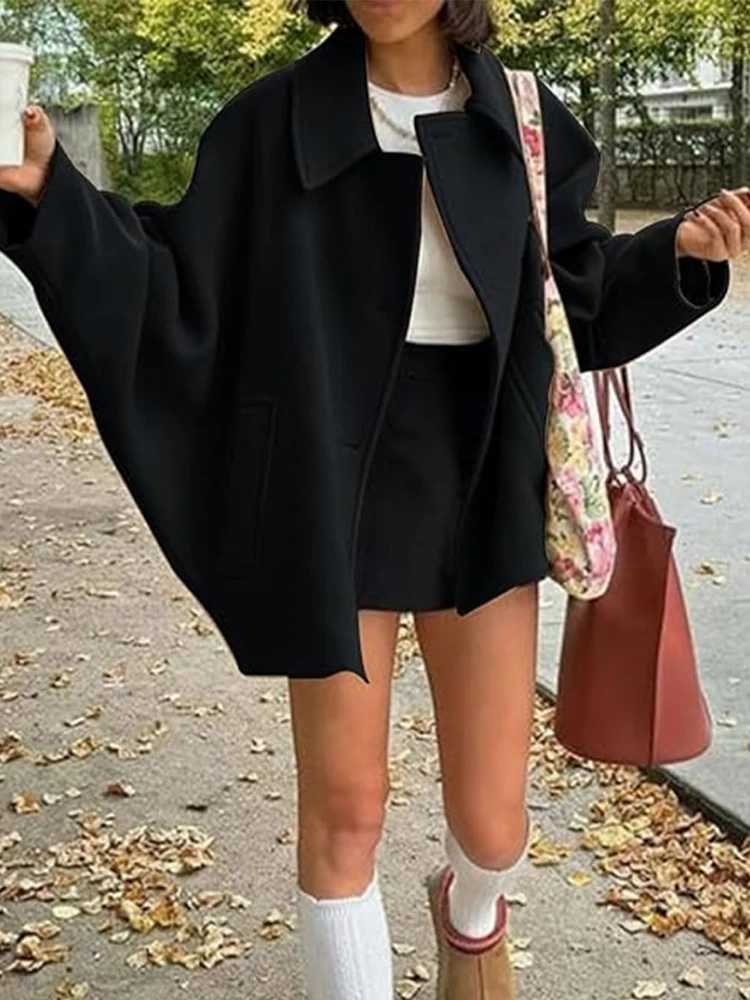 25AW NEW Oblique Button Loose Batwing Sleeve Jacket - Image 2