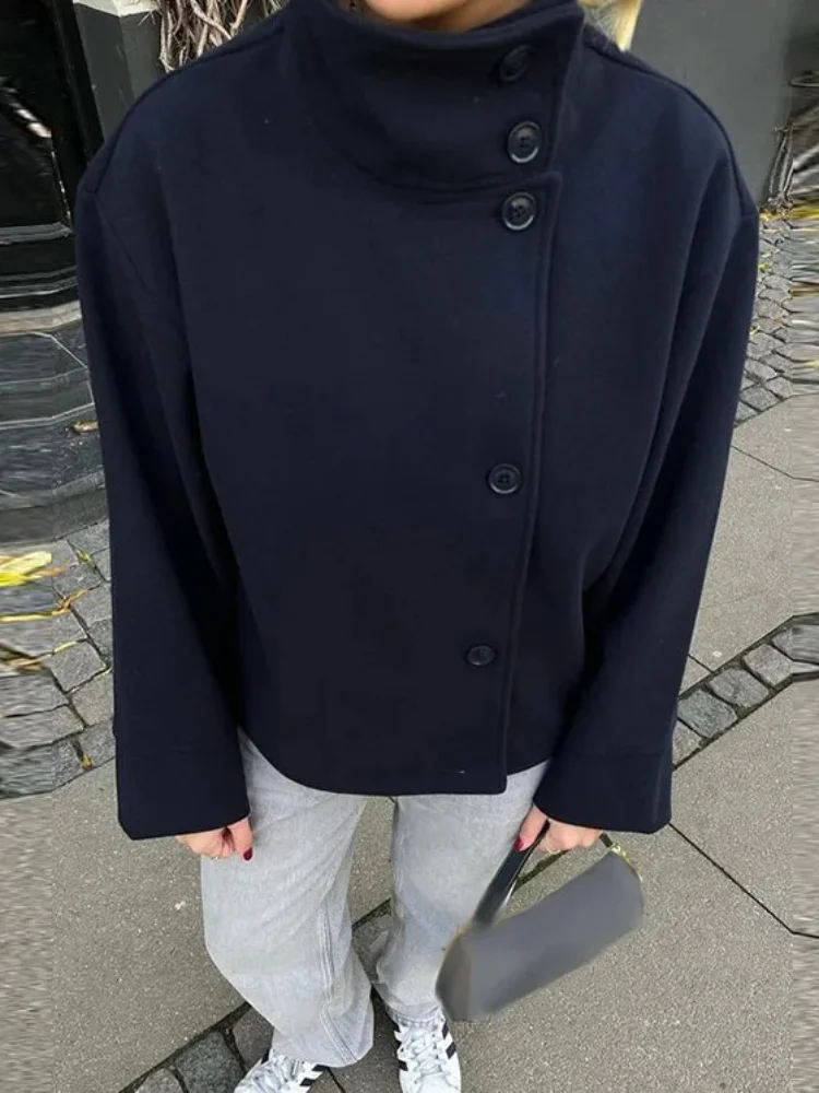 Black Woolen Blend Thick Warm Jacket - Image 5