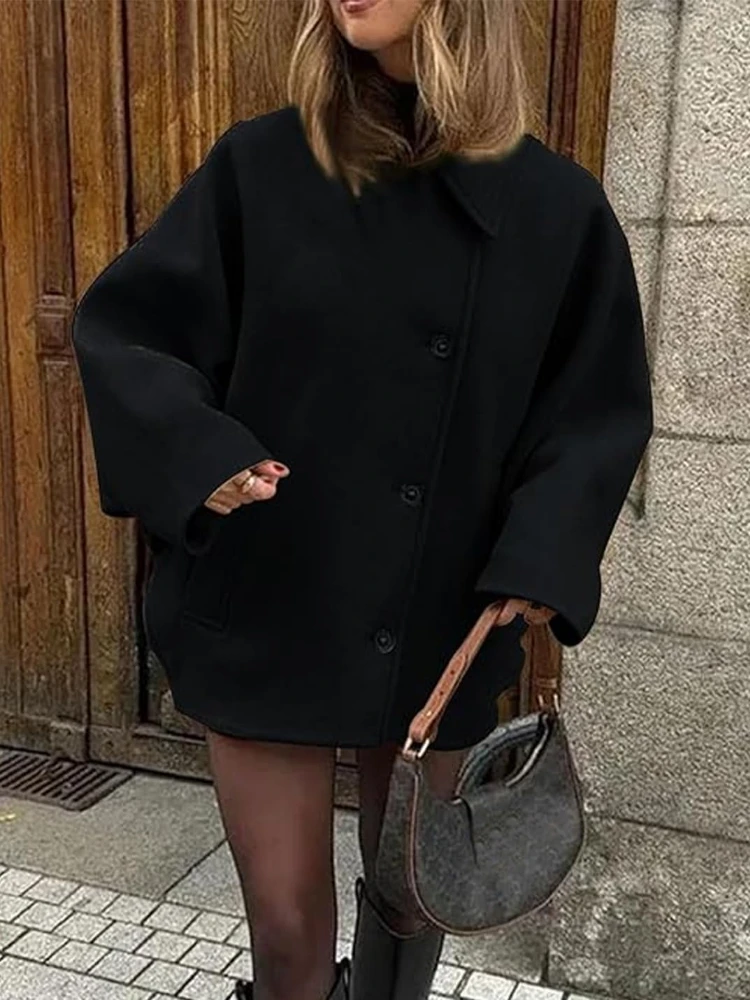 25AW NEW Oblique Button Loose Batwing Sleeve Jacket - Image 4