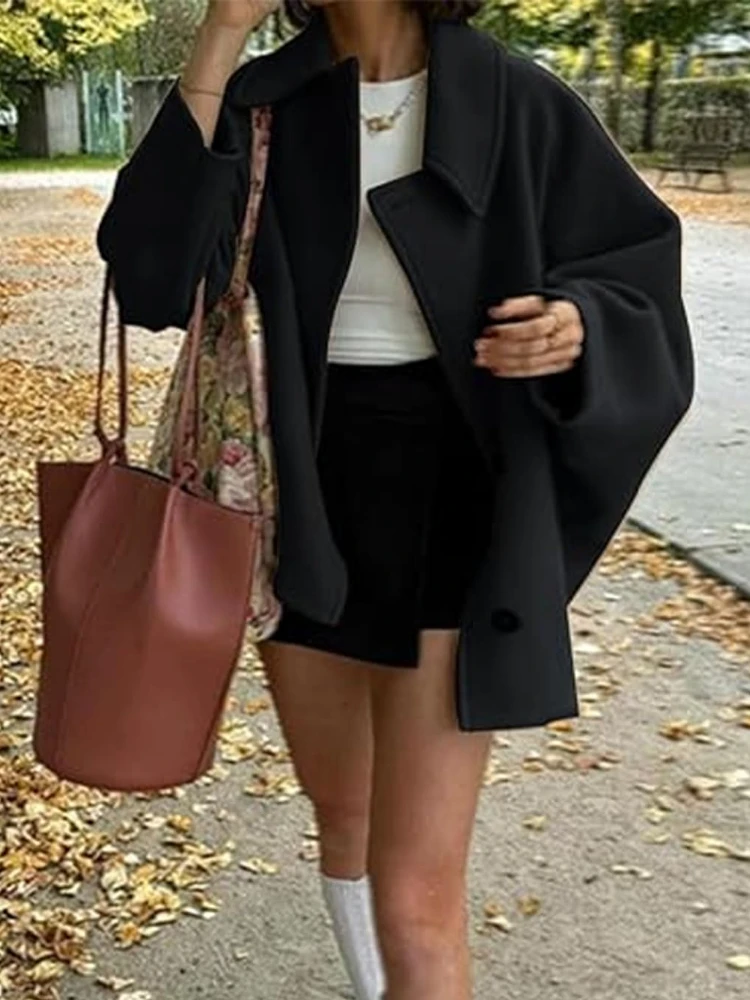 25AW NEW Oblique Button Loose Batwing Sleeve Jacket - Image 3