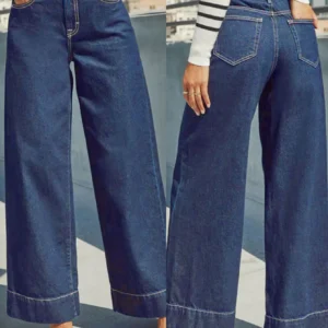 Classic Blue High Rise Wide Leg Jeans