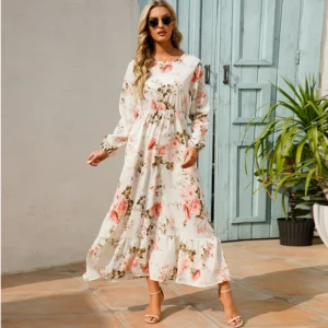 25SA Bohemian Casual Full Sleeve Dress