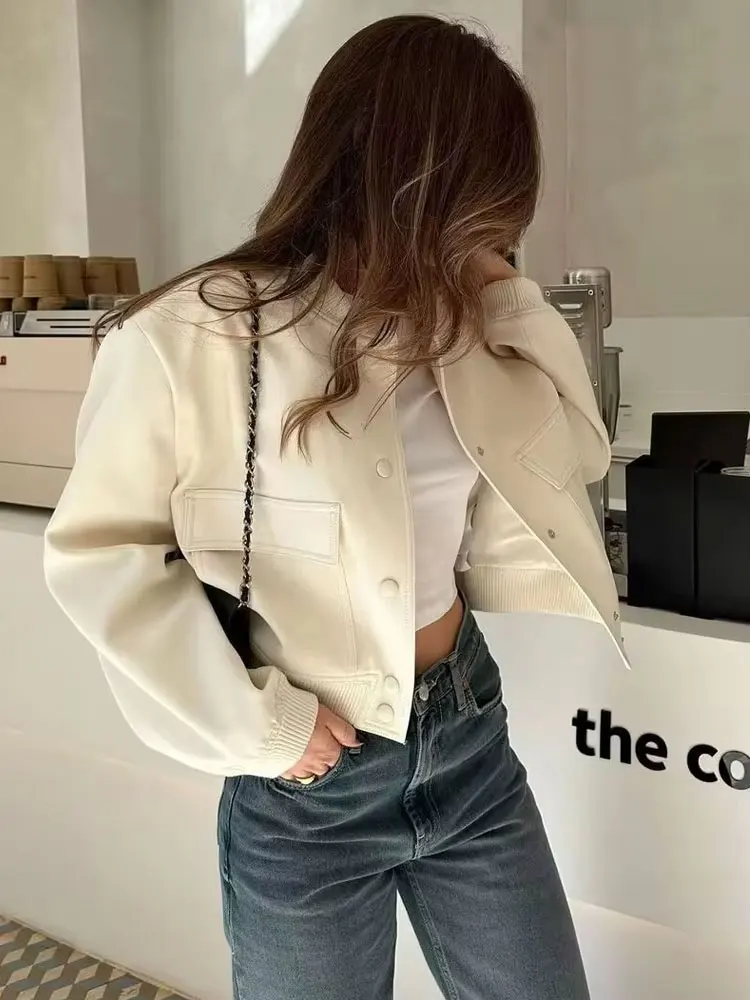 Fashion With Pockets Bomber Jacket - Image 5